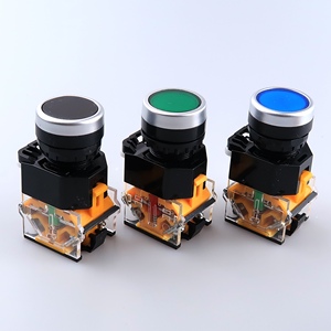 LA38 Interruptor de botón pulsador momentáneo iluminado, cabezal selector giratorio de reinicio automático, botón de parada de emergencia con retención, 10A, tipo hongo, de plástico - Product Image 1