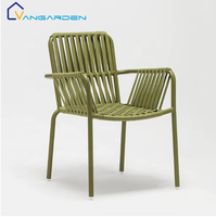 Chaise de jardin en rotin PE empilable et portable, respirante, imperméable, avec structure en aluminium antirouille, pour cuisine, hôtel, restaurant
