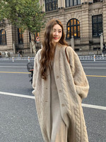 Manteau long élégant et épais en fausse fourrure multicolore pour femme, avec boutons recouverts, en polyester, style peluche, vente en gros