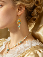 Boucles d'oreilles pendantes en argent sterling 925 plaqué or, filigrane, turquoise et perles, style ethnique vintage, longues à pampilles, vente en gros
