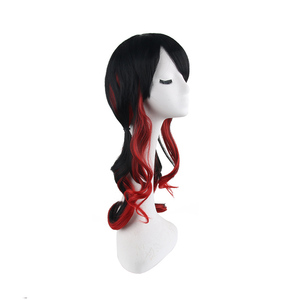 Perruque de cosplay Azur Lane Fusou, ombrée noir-rouge, avec deux queues de cheval bouclées, cheveux synthétiques longs et ondulés pour costume de carnaval - Product Image 2
