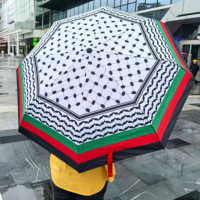 Vente chaude Palestine Kuffiyeh Parapluie, Drapeau De Pays Pas Cher 21 pouces Parapluie Pliant Enfants Parapluie, Parapluie De Douane