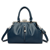Sac à bandoulière en cuir PU bleu pour femme, sac à main à grande capacité avec fermeture éclair, style vintage pour les voyages quotidiens