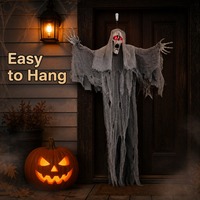 Décoration de squelette ailé d'Halloween SIPKLR 120 cm avec yeux LED lumineux pour extérieur, intérieur, porche, cour, fête