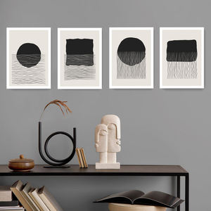 Imán colgante clásico negro Boho línea dibujo abstracto Metal cartel pared arte relleno fresco moderno hogar Decoración Metal impresiones - Product Image 3