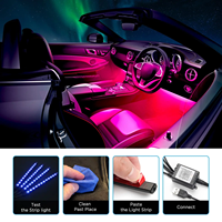 Bande led décorative alimentée par USB pour voiture, télécommande, rvb SMD 5050, bande d'ambiance, 72 led, éclairage intérieur de voiture