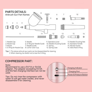 Portable Rechargeable <b>Nail</b> Airbrush <b>Kit</b> 0.3mm Nozzle Dual Action Electric <b>Nail</b> Art Gun for Ombre French Manicure - Product Image 3
