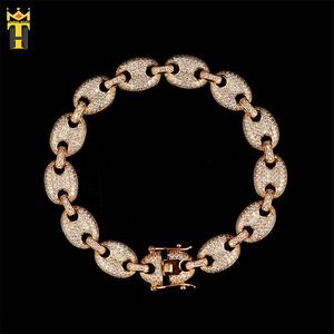 <span class=keywords><strong>Bracelet</strong></span> en acier inoxydable plaqué or, chaîne à mailles cubaines, <span class=keywords><strong>bracelet</strong></span> grains <span class=keywords><strong>de</strong></span> <span class=keywords><strong>café</strong></span>, bijoux fins, cz <span class=keywords><strong>diamant</strong></span> glacé, en or et argent - Product Image 2