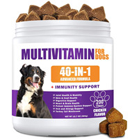 200 comprimés à mâcher multivitaminés pour chiens, 40-en-1, aide au bien-être, renforcement de l'immunité, soin de la mobilité des articulations, saveur poulet, 360g