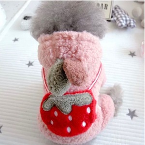 Cute Strawberry Backpack Dog Coat Pink Thickened Winter Pet Clothing for <b>Small</b> Dogs <b>Teddy</b> Bichon Frise Pomeranian - Product Image 2