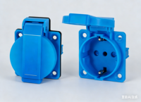 Stopkontak Ekstensi Industri Italia Tahan Air IP54 10A 2 Outlet CE Bahan PA Biru