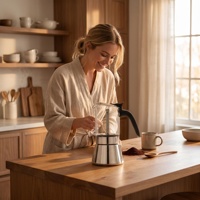 Cafetera Moka Mini Ecológica, Libre de BPA, Funcionamiento Silencioso, Preparación Silenciosa, Relajación en el Centro, para Espresso
