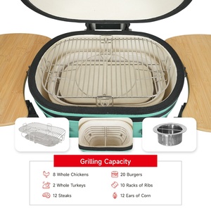 Barbecue <span class=keywords><strong>Kamado</strong></span> ovale SEB de 23 à 26 pouces, grand fumoir en céramique pour charbon de bois, idéal pour le jardin, l'extérieur et le camping - Product Image 5