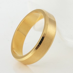 yunnique Men's Gold <b>Titanium</b> Steel <b>Ring</b> Matte Finish Wedding Band Geometric Design Fashion Jewelry - Product Image 4