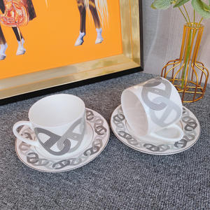 Service à thé en porcelaine grise européenne, 2 tasses et soucoupes, prix compétitif, design moderne, tasses et vaisselle en céramique - Product Image 4