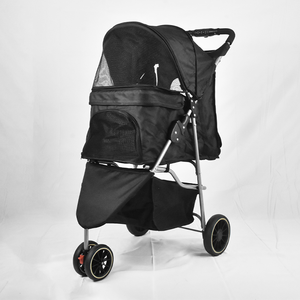 Vendita calda passeggino pieghevole per animali domestici comodo carrello a 3 ruote per cani e gatti con portabicchieri dotato di capacità 15kg - Product Image 2