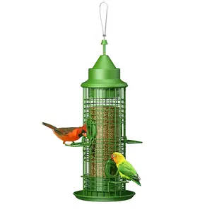 1.3L Tuin Yard Outdoor Eekhoorn Proof Metalen Gekooide Opknoping Automatische Metalen Vogel Feeder Met Stand