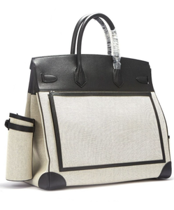 Sac de voyage en toile avec garniture en cuir, sac à main de grande capacité avec poches avant et bandoulière - Product Image 3