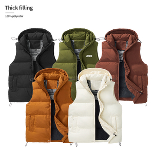 Áo phao không tay có mũ trùm đầu màu trắng ấm áp, chống gió mùa đông, size M-8XL Plus dành cho nam - Product Image 1