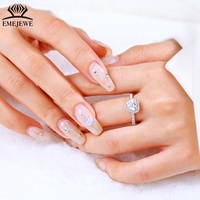 Bague EMEJEWE en argent 925 avec diamant de laboratoire en forme de cœur de 1 carat, sertie de griffes, certifiée IGI, unisexe, bande polie et lisse, pour mariage et anniversaire