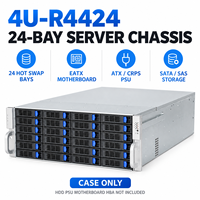 Châssis de serveur en alliage d'aluminium 4U 24 baies Hot Swap, boîtier rackable EATX, planche arrière SATA SAS, alimentation ATX CRPS 650mm en stock