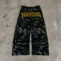 Pantalons cargo camouflage imprimés graffiti personnalisés, fabricants de vêtements, pantalons streetwear baggy, designs sur mesure pour la mode urbaine