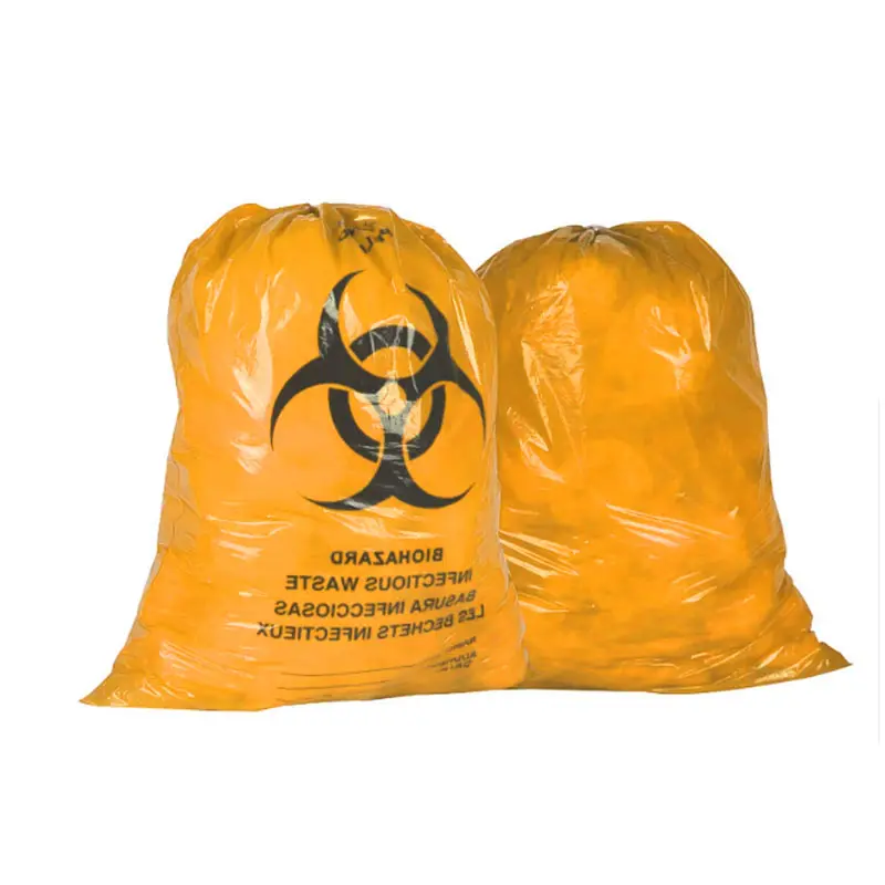 Red Yellow Customized Autoclave Plastic Biohazard Garbage Bag Medical Waste Bag for hospital clinic
