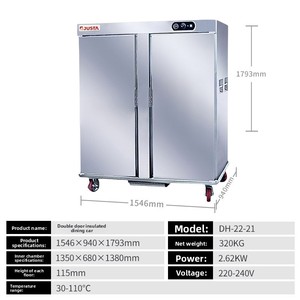 Carrito de Entrega de Alimentos Comercial Justa Vertical de Acero Inoxidable Aislado, Móvil, Grande, con Doble Puerta y Equipo de Mantenimiento de Temperatura - Product Image 5
