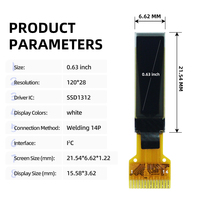 Écran OLED COG de 0,63 pouce GME12028-01 NE063XI-W-H14-02, blanc, circuit intégré SSD1312, résolution 120x28, interface I2C, soudure 14 broches