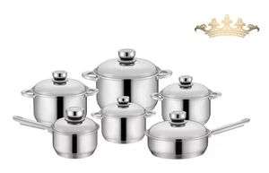 Ensemble <span class=keywords><strong>de</strong></span> casseroles en acier inoxydable magnétique écologique moderne HanFa <span class=keywords><strong>de</strong></span> 12 pièces avec <span class=keywords><strong>poignée</strong></span> dorée pour tous les types <span class=keywords><strong>de</strong></span> cuisinières, y compris le couvercle <span class=keywords><strong>de</strong></span> la casserole - Product Image 2