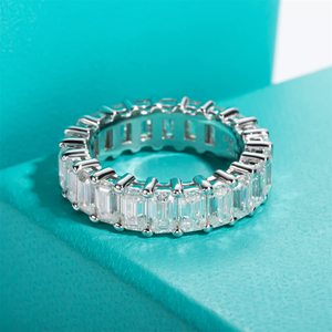 custom Moissanite <b>Eternity</b> <b>Ring</b>, Round/Emerald/Princess Cut 5cttw D Color 925 Sterling <b>Silver</b> Wedding Band <b>Rings</b> for Women - Product Image 6