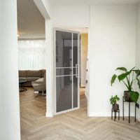 Porte intérieure en acier - Blanche - 6 panneaux - Verre fumé - Design de luxe