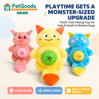 Mainan Dispenser Camilan Anjing Bahan Plush dengan Suara Kertas Kertas, Monster Kecil 34cm untuk Kucing dan Anjing Kecil, 3 Warna, MOQ 70