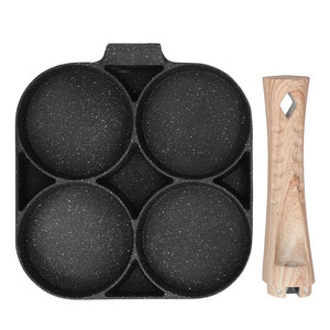 Sartén Cuadrada Metálica Antiadherente con Mango de Madera, Revestimiento de Mármol Antiadherente, Sartén para 6 Huevos, Apta para Cocinas de Gas e Inducción - Product Image 6