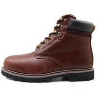Chaussures de sécurité en cuir pleine fleur marron, résistantes à l'huile et aux acides, avec semelle en caoutchouc, embout en acier, anti-perforation, Goodyear, bottes de travail pour hommes