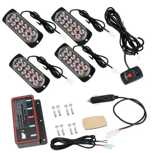 48led stroboscopico spia stroboscopica griglia lampeggiante barra camion lampada faro auto ambra blu rosso luce di emergenza