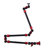 KALIOU Z054 Support à trois nœuds en alliage d'aluminium, bras magique universel multifonction avec vis 1/4 et rotule, noir+rouge