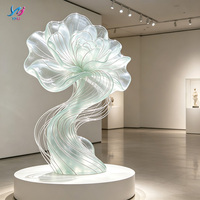 Escultura de Resina Transparente Gigante de Lujo con Flores, Decoración Duradera para Hoteles, Bodas, Escenarios, Ceremonias de Compromiso, Instalación Artística