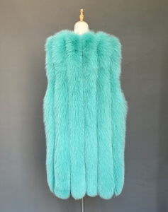 Special Nice Turquoise Fox Fur Vest Jacket Classic Vertical Stripes Fluffy Fur <strong>Gilet</strong> Coat Women Thick Warm Fur Waistcoat Clothes - Product Image 3