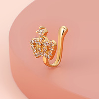 À la mode Non-Piercing Indien Or Couleur Nez Anneaux Conception Cuivre U Forme Pince-Nez Zircon Étoile Lune Coeur Faux-Nez Anneau pour les Femmes