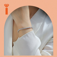 Bracelets pour femmes Hip Hop en argent S925 plaqué rhodium, style Cuban Link, entièrement pavés de moissanite ronde, avec fermoir boîte lourd, luxe glacé