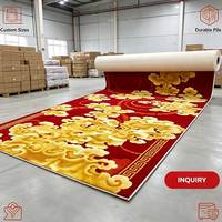 Alfombra de Nylon Roja Dorada con Diseño de Nubes Auspiciosas Chinas, Alfombra Comercial para Salones de Banquetes, Vestíbulos de Hoteles y Proyectos