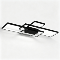 Plafonnier LED carré moderne entrelacé, luminaire de plafond géométrique multi-cadres à montage en surface, noir, pour salon, villa, hôtel