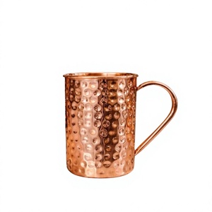 Jarra de Cobre Puro Martillado al por Mayor, Taza de Cerveza Artesanal de Pared Recta, Vaso Metálico para Beber, Utensilios Clásicos para Pub y Bar - Product Image 1