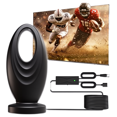 2025 Active Smart TV Antenna 30dbi Gain 470-860MHz 2200+ Miles Range 1080P 4K Indoor Signal Booster Supports Local Channels