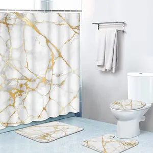 럭셔리 대리석 디자인 샤워 라이너 욕실 세트 샤워 커튼 세트 욕실 제품