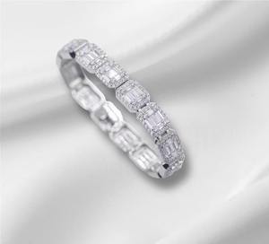 925 Sterling <b>Silver</b> Moissanite Link <b>Bracelet</b> Tennis <b>Charm</b> Hip Hop Fashion Jewelry Luxury Designer Street Style - Product Image 3