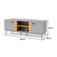 Meuble TV avec rangements, centre de divertissement moderne avec étagères centrales ouvertes et accents en bois pour la maison