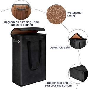 Slim <strong>Laundry</strong> <strong>Basket</strong> with Lid, Tall <strong>Thin</strong> <strong>Laundry</strong> Hamper with Handles, Waterproof Lining Narrow Dirty Clothes Hamper for Bathroom - Product Image 2