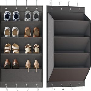 Over The Door <b>Shoe</b> Organizer 4 Tier Deep Pockets Hanging Closet Rack For <b>Shoes</b> Boots Grey - Product Image 1